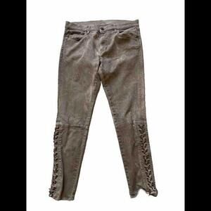 Ralph‎ Lauren Polo Tompkins Skinny Jeans Rustic Tan Size 31 Leather Laced Men’s